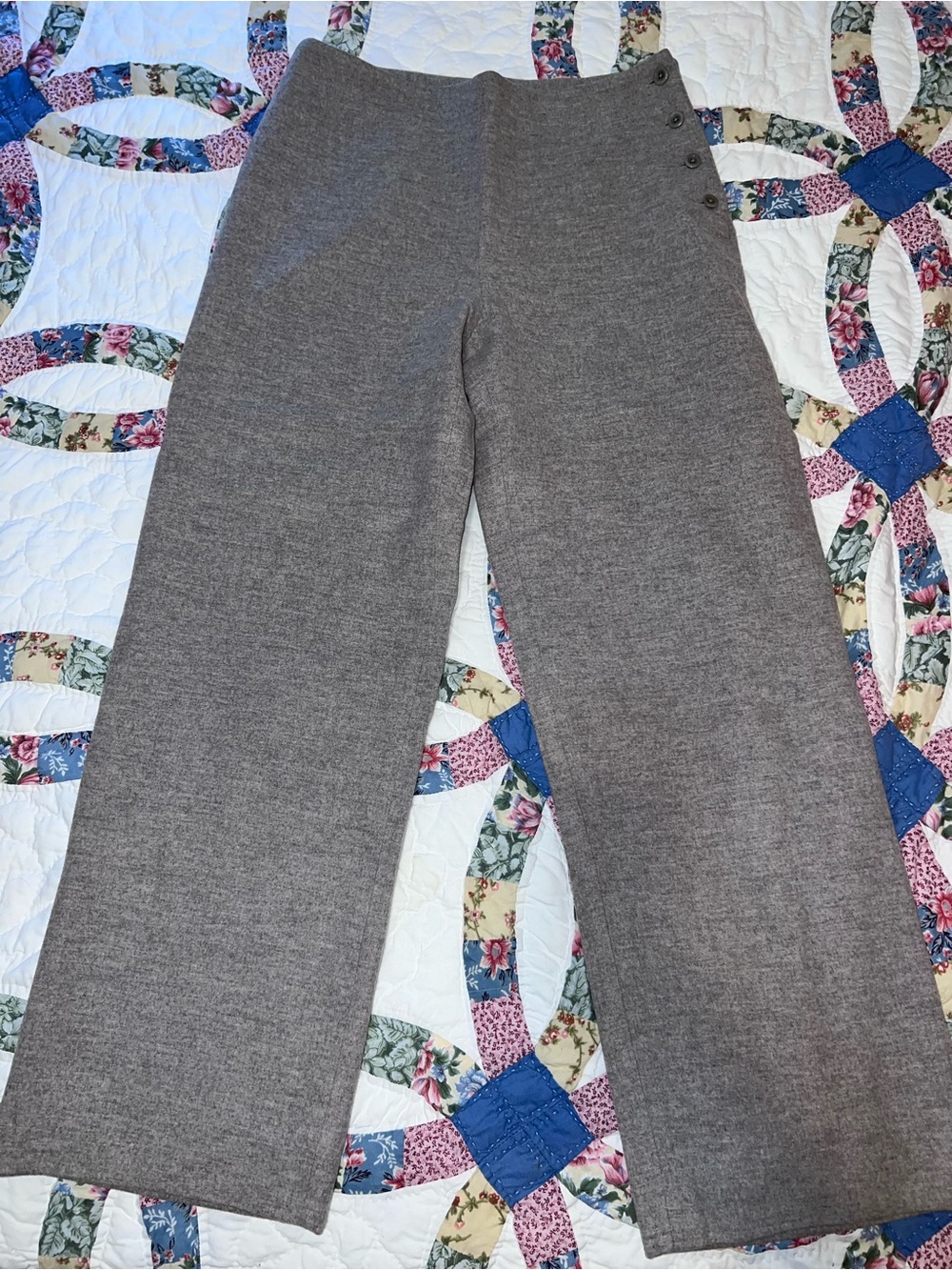 J. Crew Wool Cashmere Blend Sailor Pants Grey Wide Leg High Rise Side Button 8 - Picture 5 of 12